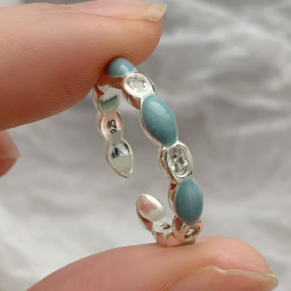 925 Silver Rings for Women Couple Minimalist Handmade Simple Blue Stone Star Ring Party Jewelry Gift Prevent Allergy