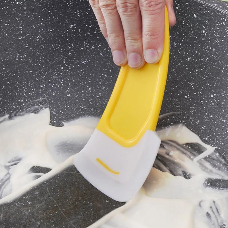 Raschietto in Silicone Lama di Pulizia Spazzola Spatola per Torta Cottura Residui di Cibo Macchie Pentola Padella Piatto Olio Piatto Pulisci Lame Morbide Strumenti