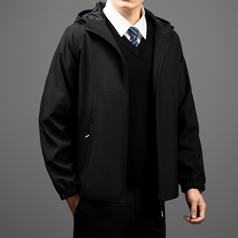 Hooded Spring and Autumn Men's Jacket Fashion Versatile Business Casual Jacket Men's