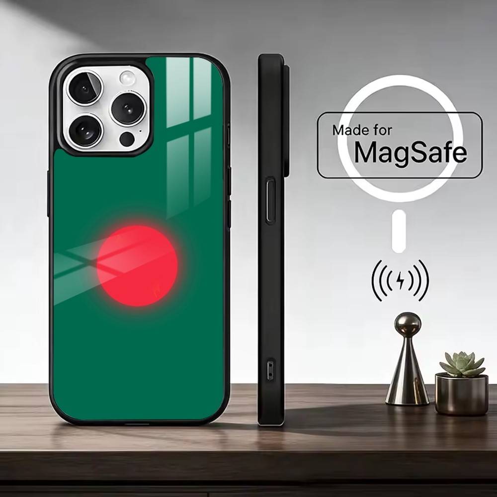 B-Bangladesh Flag Phone Case For iPhone17,16,15,14,13,12,11 Plus,Pro Max Magnetic For Magsafe Wireless Charging iPhone12PRO