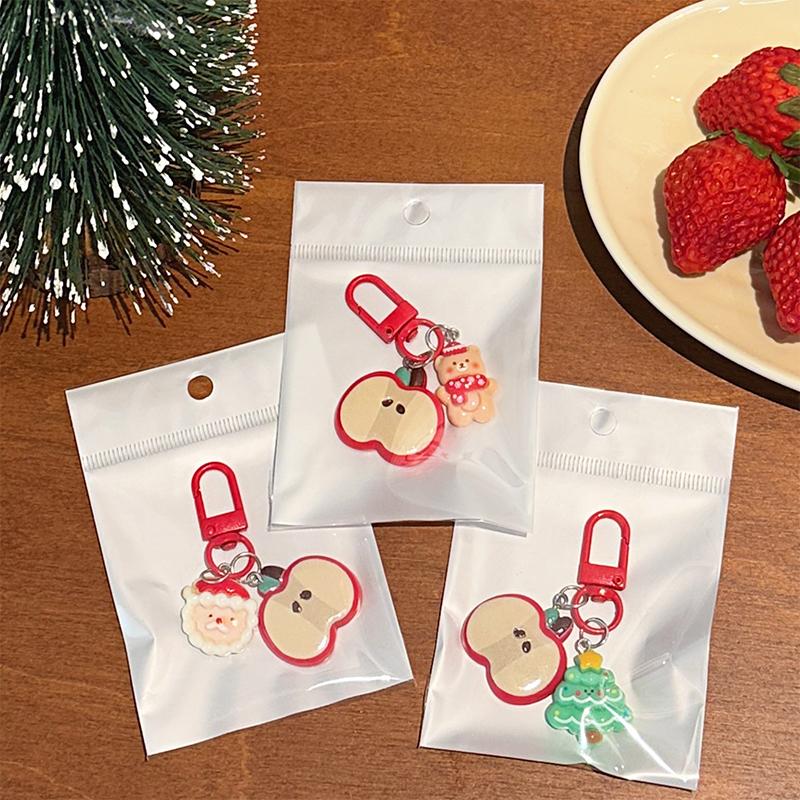 1/5Pcs Christmas Cute Red Apple Keychain Girls Cartoon Bag Pendant Car Keyring Funny Backpack Accessory For Best Friend Gift
