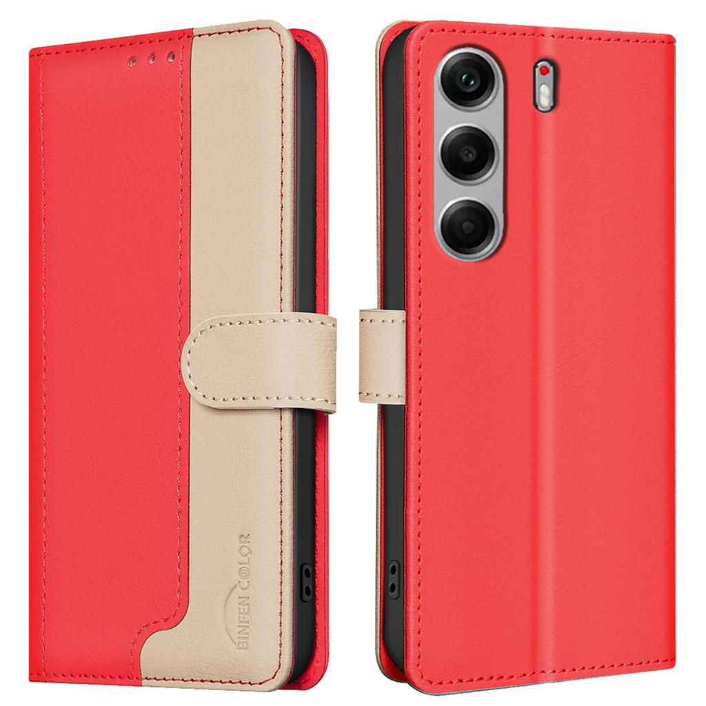 BINFEN COLOR BF33 For TECNO Camon 40 Pro 5G Leather Case Splicing Color RFID Blocking Wallet Stand Phone Cover