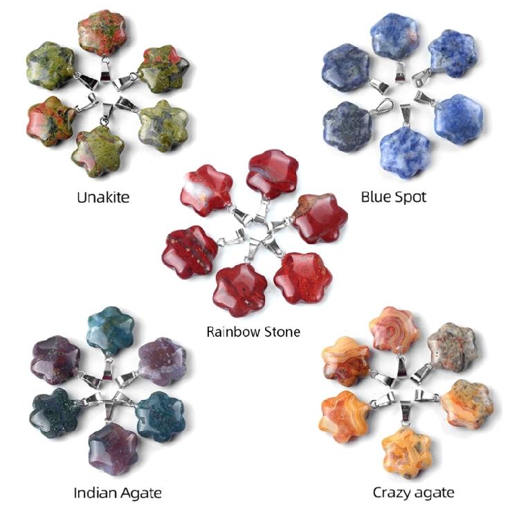 Artistic Crafted Flower Crystal Pendant Set Natural Stone Flower Pendant Charm For Handmade Jewelry And Necklace