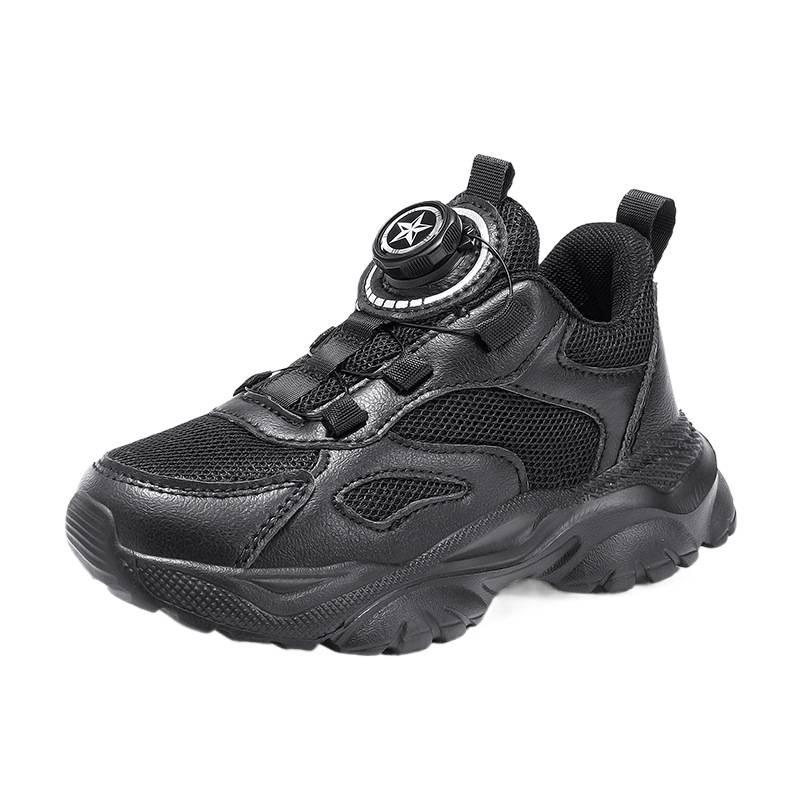 Children's shoes, boys' shoes, new spring/autumn styles, breathable mesh athletic shoes, campus-style black casual running shoes