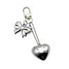 Fashionable Large Love Heart KeyRing Polished Sturdy Alloy Charm Craft Supplies for Bags and Keys Unisex Gifts