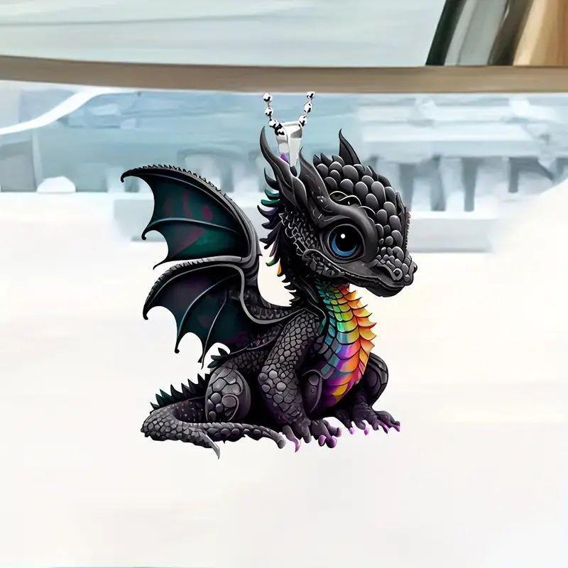 Colorful Magic Black Dragon Acrylic Pendant Cartoon Style Car Interior Decoration