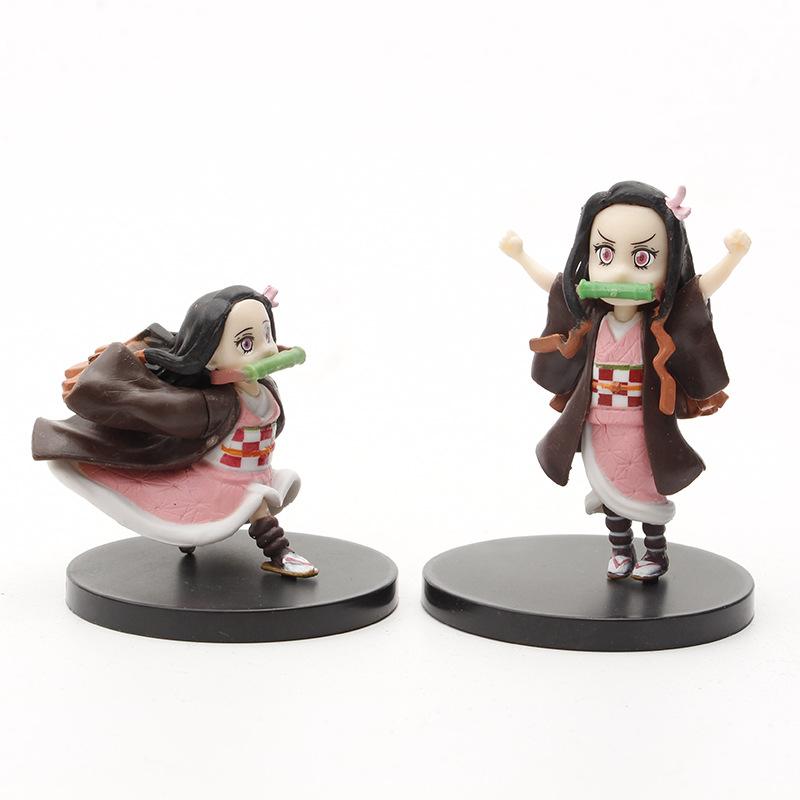 5 Stück/Set Anime Demon Slayer Kimetsu no Yaiba Kamado Nezuko Auto Büro Haus Dekoration Actionfigur Modelle Spielzeug