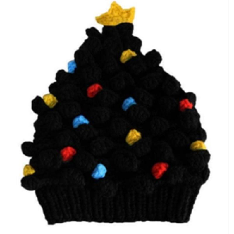 Knitted Christmas Tree Hat Keeping Warm Head Hat Decorations Supplies for Holiday Birthday New Year Party Decorations