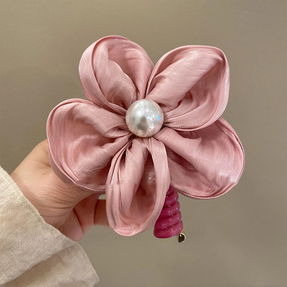 Wysokoelastyczna Gumka do Włosów z Kwiatem Kucyk Spiralna Gumka do Włosów Koreańska Gumka do Włosów Kucyk Kobieta