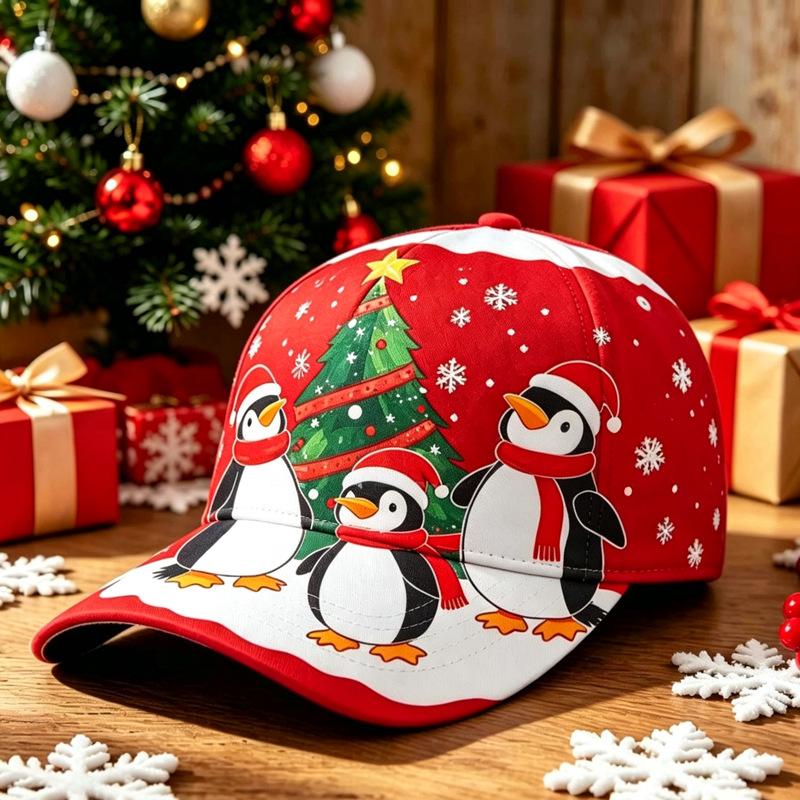 New Christmas Hat Digital Printing Fashion Bent Bend Baseball Cap Retro Baseball Cap