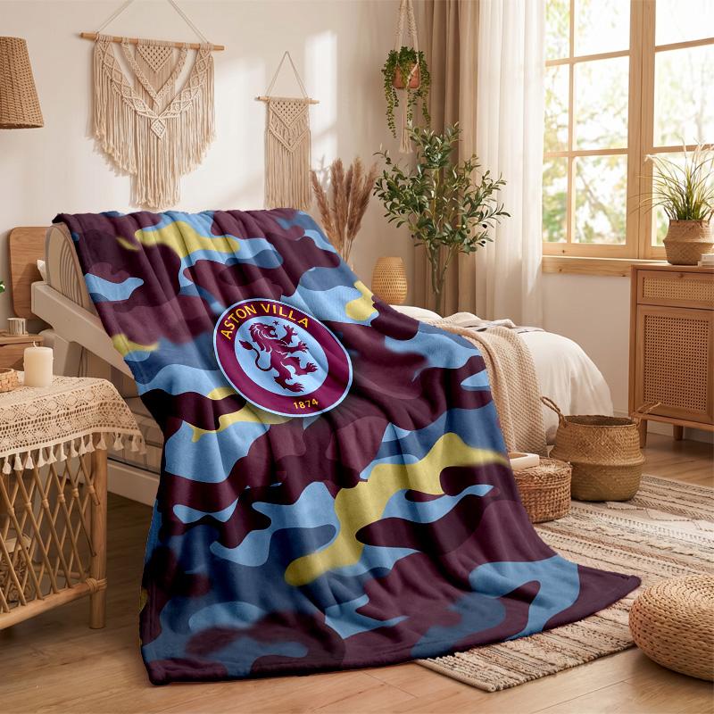 Aston Villa Fußball Druck Flanell Decke Weich Warm Sofa Bett Überwurf für Zuhause Büro Schlafzimmer