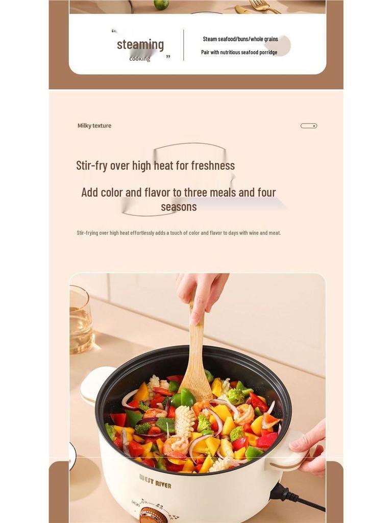 Multifunctional Electric Cooking Pot: Non-stick Frying, Stir-frying, Steaming, Boiling & Rice Cooking All-in-One