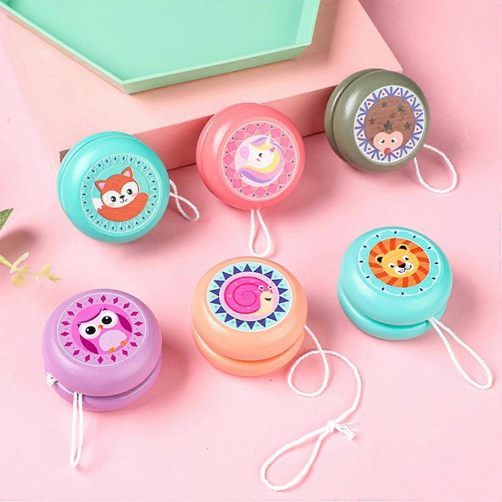 Kids Yoyo Toy with String Colorful Cartoon Trick Yoyo Responsive Ball Reflexing Auto Return Wooden