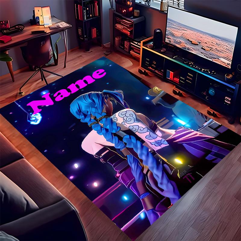 Custom Personalization League of Legends Jinx Print Area Rug - Soft, Washable Non-Slip Indoor Mat,Living Room,Home&Office Decorative Rug