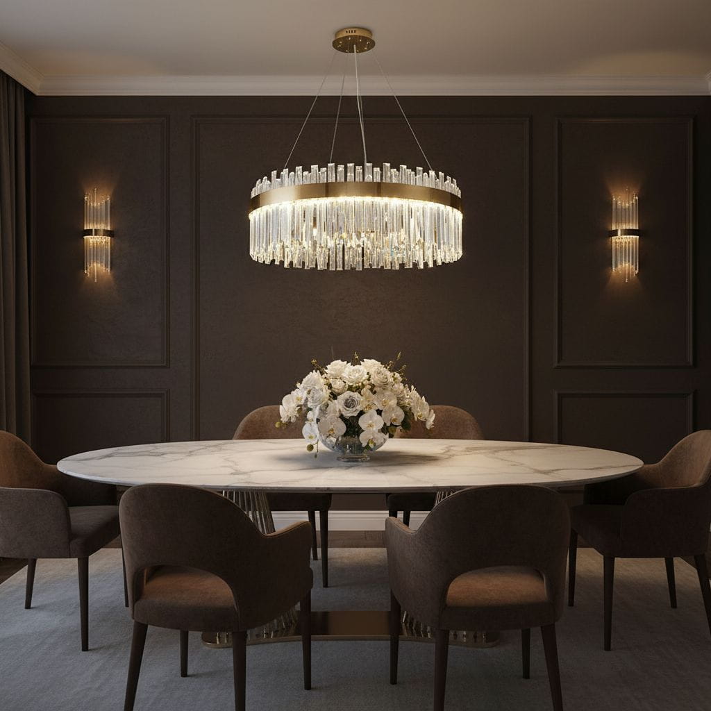 Lux - LED crystal chandelier ring 80cm brass gold