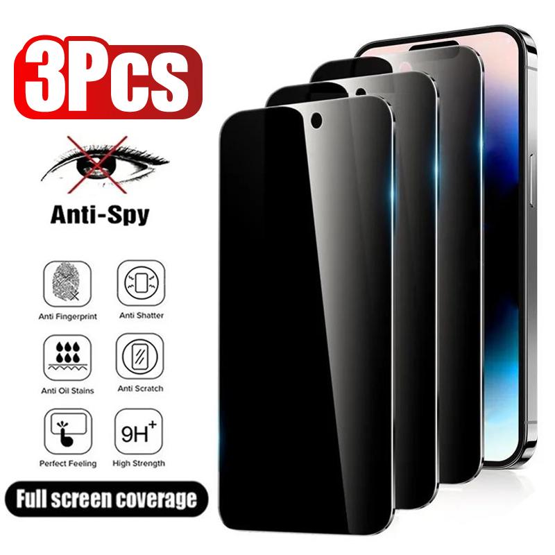 

3PCS Anti-Spy Glass for IPhone 17 16 15 14 13 12 11 Pro Max Privacy Screen Protector for IPhone 13Mini 14Plus 14Pro Glass 15 16e iPhone 17 pro max чёрный
