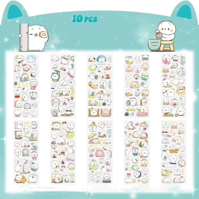 10 Sheets/set Kawaii Scrapbooking Bicycle Decals Gift Frog Students Cartoon Stationery PET Diary Stickers Notebook Cute Girls