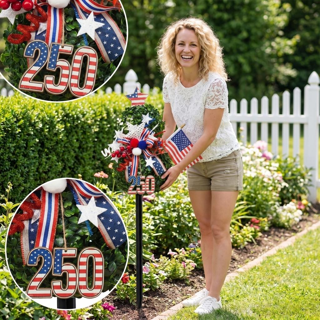 Artificial Decorative Garden Stake with Flag Number and Star Design for Outdoor Yard Lawn Pathway Holiday Display
