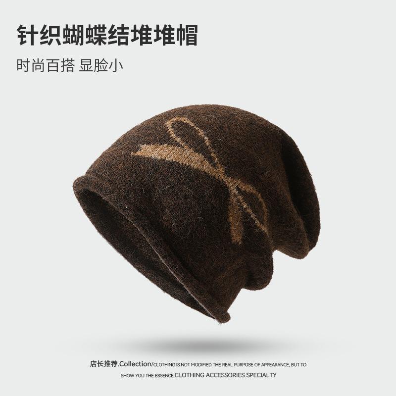 Women S Knitted Beanie Hat With Bow For Autumn Winter Warmth Cover Face