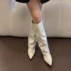 The Factory Is Making Goods~ Milk White Pant Tube Boots 2025 Autumn and Winter Korean Niche Spice Girl Pointed Head Big Tube Circumference Fash
