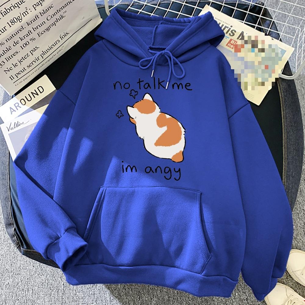 Pussy print hoodie hip-hop sweatshirt drawstring fleece jacket sweater