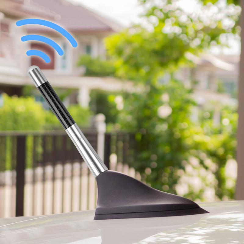 Cars Radio Antenna Carbon Fiber Polished Black Finish Car Truck Antennas Pickup Media Player Audio HD Radio Tuner Amplifier