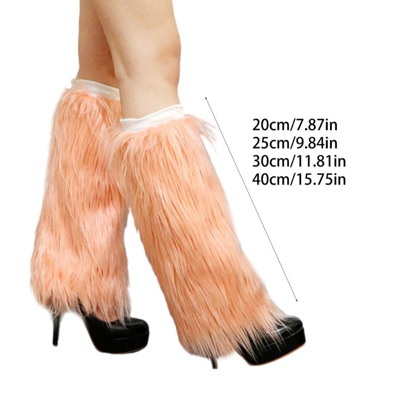Plush Leg Warmers for Women Soft Furry Boot Toppers Ribbed Elastic Top Fuzzy Leg Covers Winter Accessory Party Costume