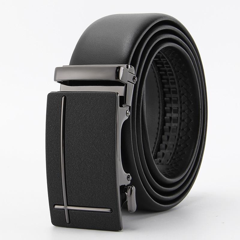 

Новый стиль Отделка из натуральной кожи для мужчин Двухслойный ремень из коровьей кожи с автоматической пряжкой Стиль часов Деловой повседневный мужской ремень 110-130CM
