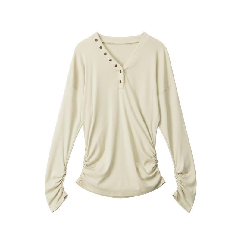PEYWOW Women's Fashion Casual Long Sleeve V-Neck Blouses & Shirts