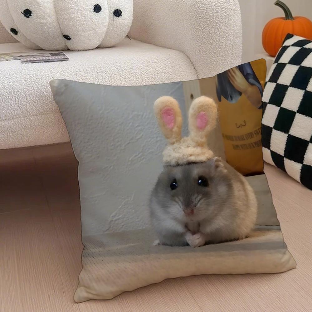 Hilarious Funny Hamster Meme Cute Art Cushion Cover Throw Pillow Cover Hidden Button Durable Polyester Chair Cushion