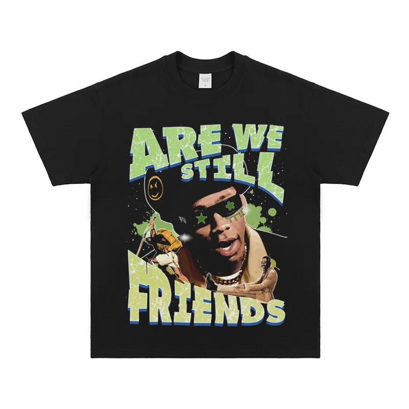 Herren Hip-Hop Kurzarm Streetwear Porträt Retro High-Street Locker Schwer reine Baumwolle Digitaler Direktdruck T-Shirt
