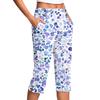Women's Vintage Floral Print Button Pocket Trousers Slit High Waist Sports Yoga Casual Pants