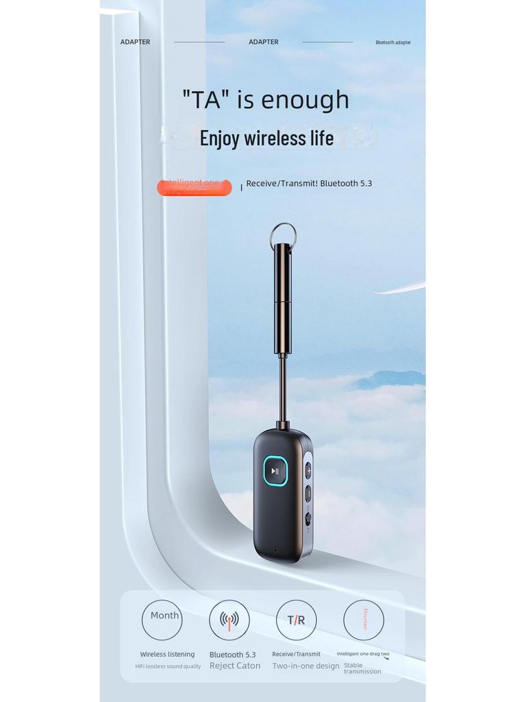 Qualcomm APTX Smart Bluetooth Adapter: Low-Latency, One-to-Two Transmitter for Airplane & Fitness Use