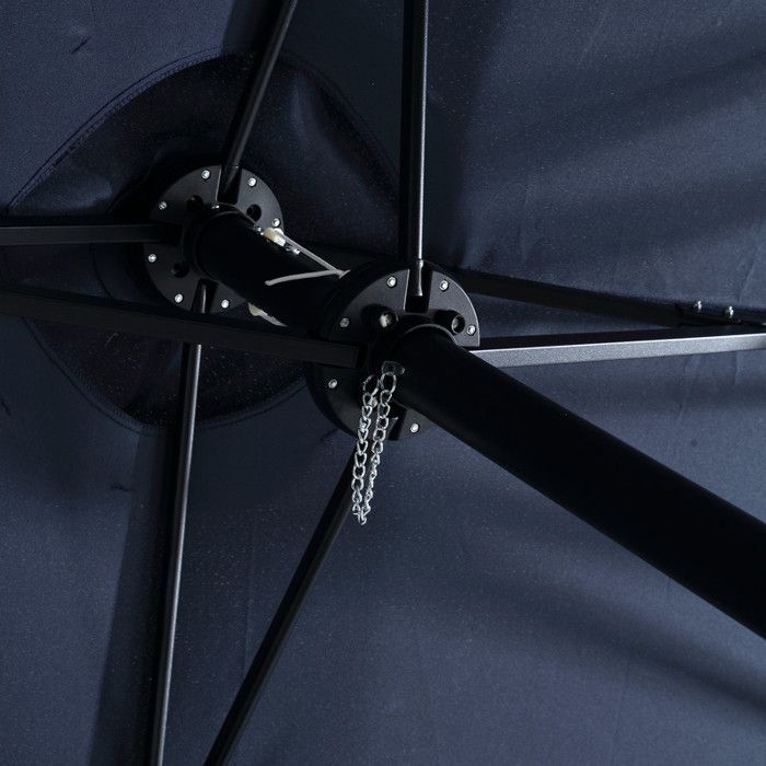 Parasol Extérieur Rectangulaire Double Face De 4,5 M Avec Manivelle (bleu Marine) (sans Pied)