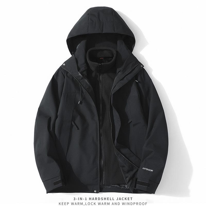 Unisex 3-in-1 Windproof Waterproof Jacket Set for Autumn/Winter Outdoor Travel  Mountaineering XL