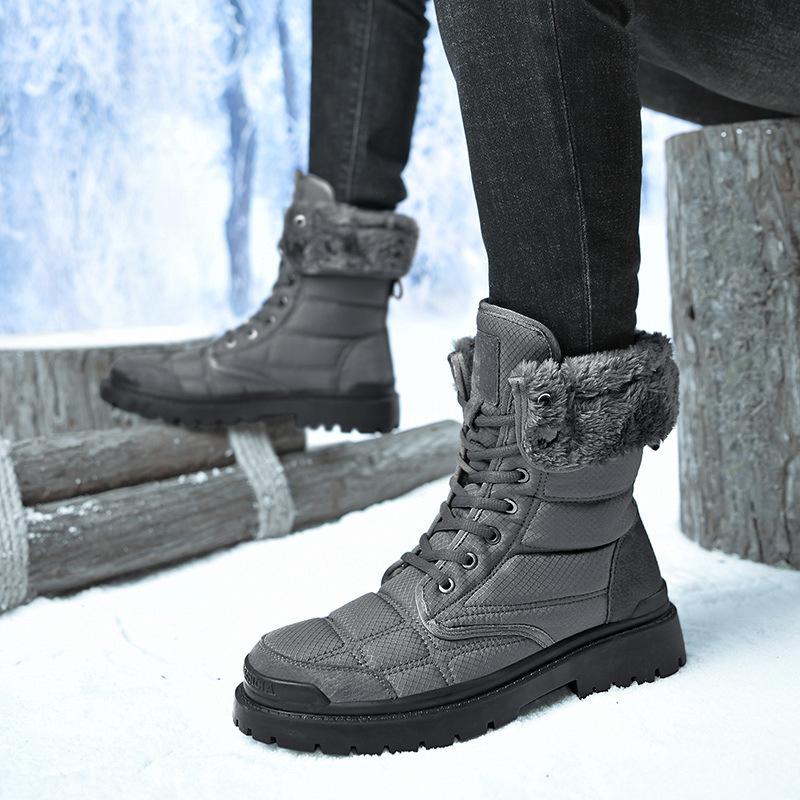Large Size Casual Boots Men's Winter New High-top Martin Boots Men's Snow Boots Velvet Warm Outdoor