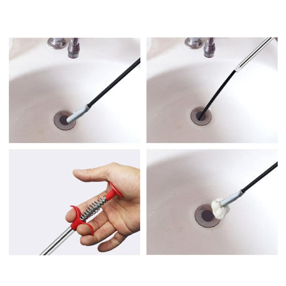 Flexible Steel Wire Hair Clog Remover Grabberable Pick Up Drain Cleaner Stick  Shower Room