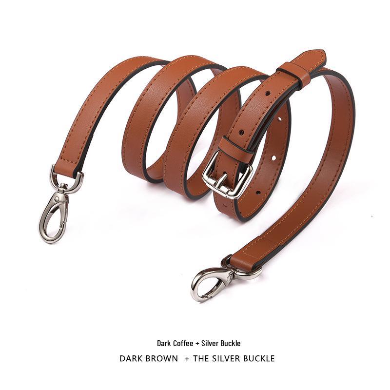 Adjustable Genuine Leather Crossbody Bag Strap - Thin Plain Weave for Women