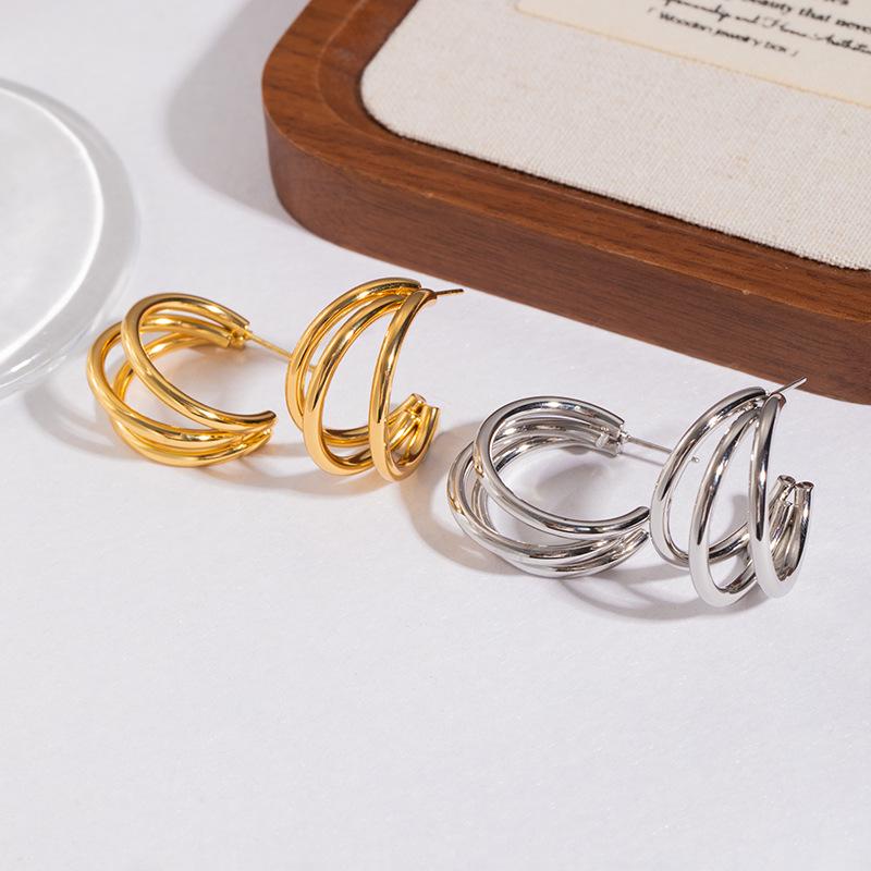 18k Titanium Steel INS Style Earrings - Cool Temperament, Niche Design, Fade-Resistant, Cross-Border Jewelry