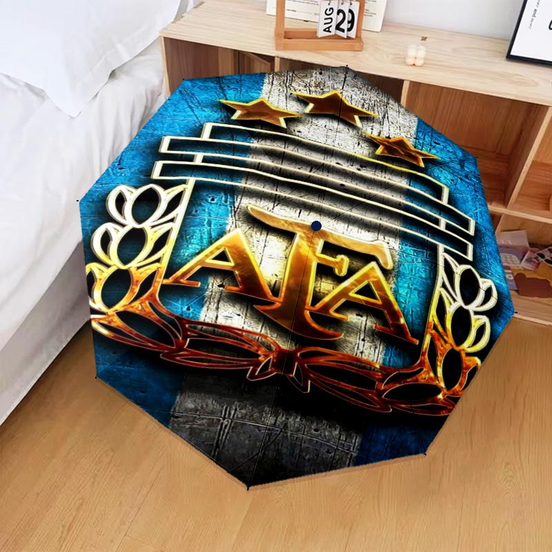 1PC Argentina Football club Printed Umbrella Folding umbrella, automatic umbrella 8-Frame for Travel, camping Fan gifts Christmas Gifts