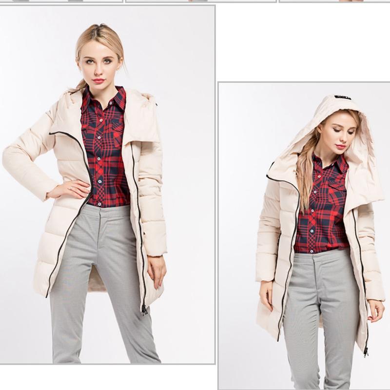 Jachetă Parka din bumbac Causal de iarnă pentru femei Jachetă mijlocie lungă cu glugă Guler cu fermoar Buzunar cald subțire Culoare uni