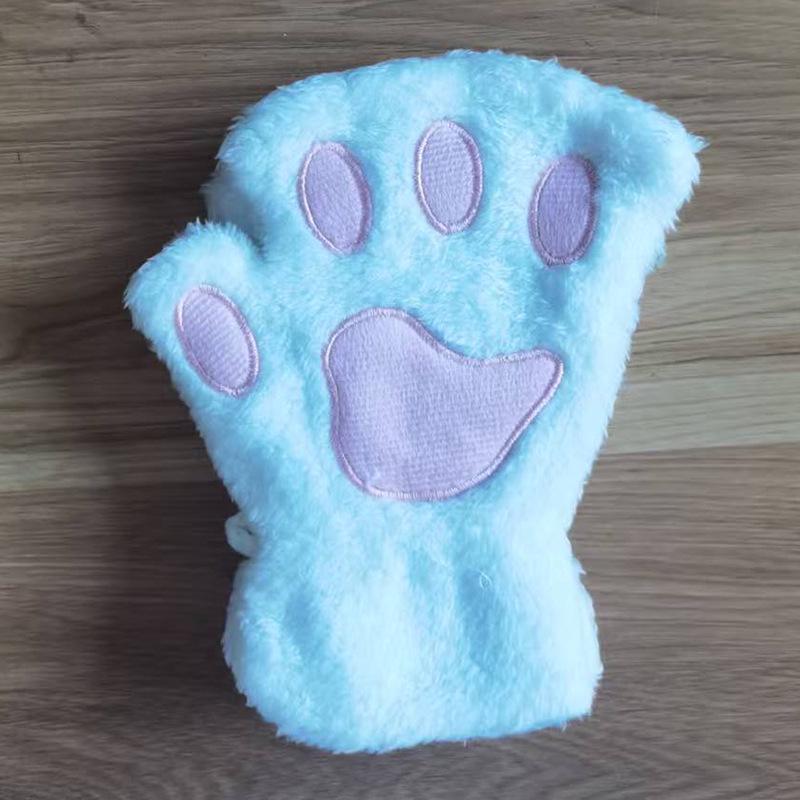 

Зимние корейские мультяшные перчатки без пальцев с кошачьими когтями - Милые, толстые и теплые плюшевые перчатки в виде медвежьих лап для мужчин, женщин и девочек One Size