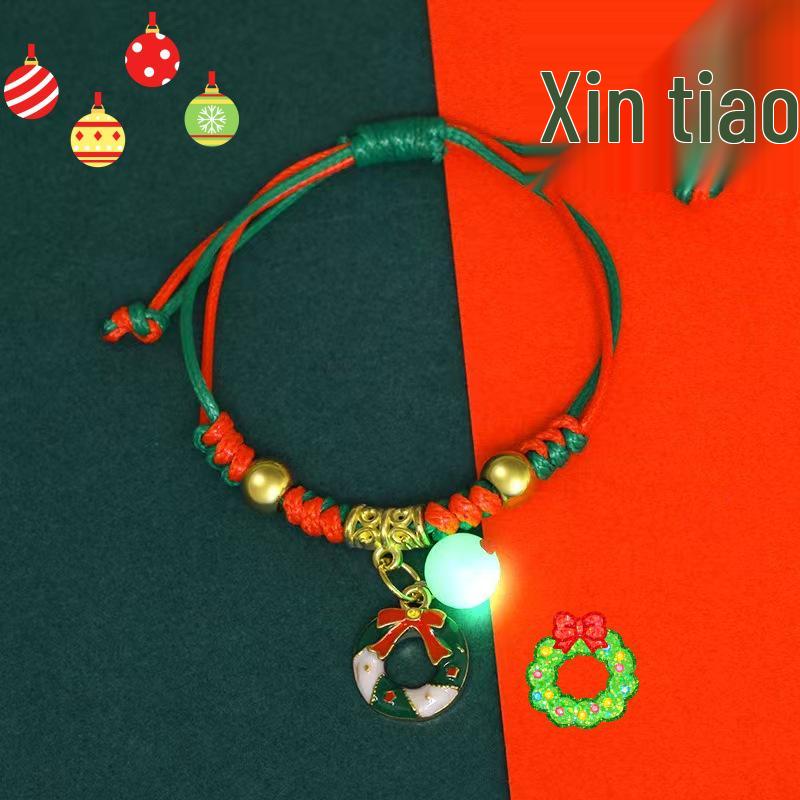 2025 Trendy Christmas Pendant Hand Rope with Santa Claus and Bell
