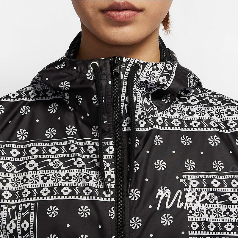 Nike Totem Print Paisley Woven Hooded Jacket Women Jacket Black CU5893-010