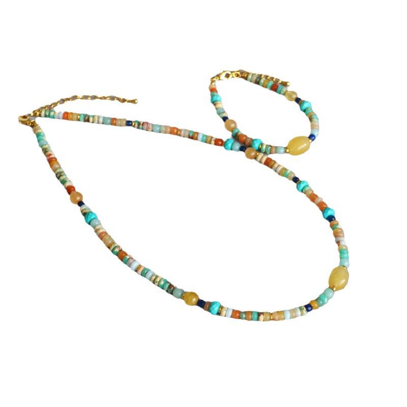 Artistic Ethnic Style Colorful Genuine Stone Beaded Necklace