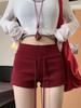 Dames Rode Pittige Meisjes Yoga Shorts - Lage Taille, Figuurcorrigerend, Trekkoord, Heupomsluitend Zomer 2025
