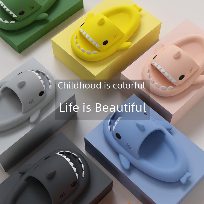 Thick-Soled Shark EVA Slippers for Kids and Parents - Non-Slip, Soft, Indoor Summer Sandals