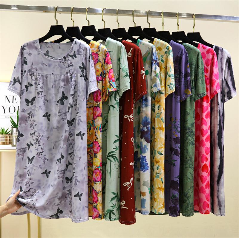 2025 Women's Summer Floral Cotton & Silk Dress - Slimming French Style with Pleated Rayon & Short Sleeves