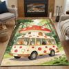 Woodland Animals in Mushroom Bus Patterned carpet, non slip mat suitable for living room and bedroom sofas