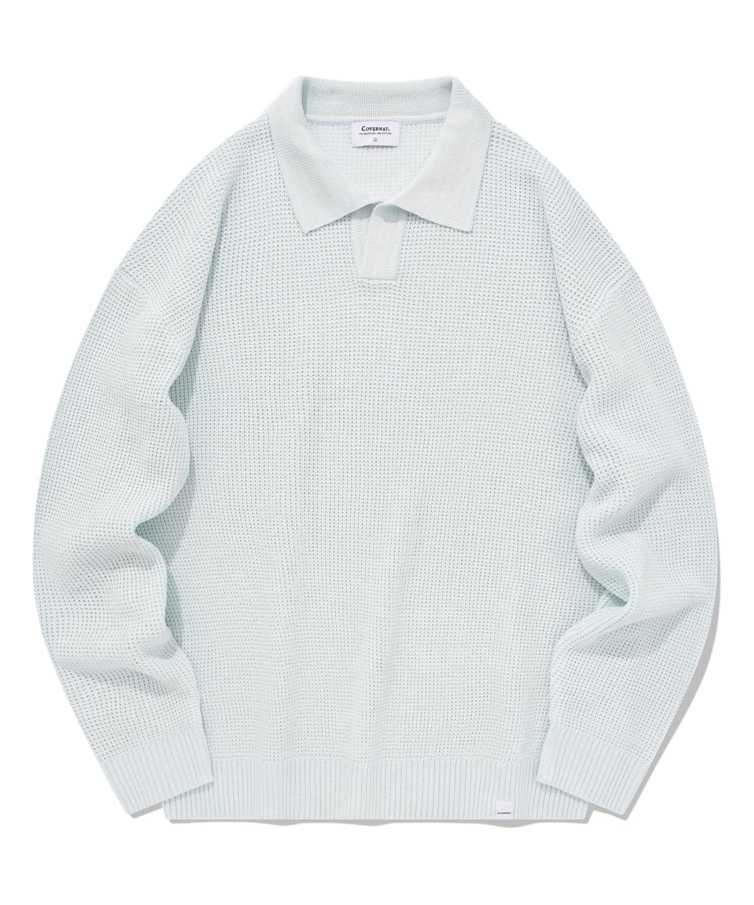 Covernat Open Collar Knit Sky Blue Sky Blue/L